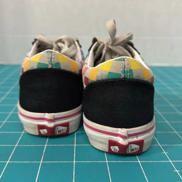 Vans Missy Old Skool Multi color Rainbow Checkered Skate Shoes US Kids Size 1 - Picture 4 of 7